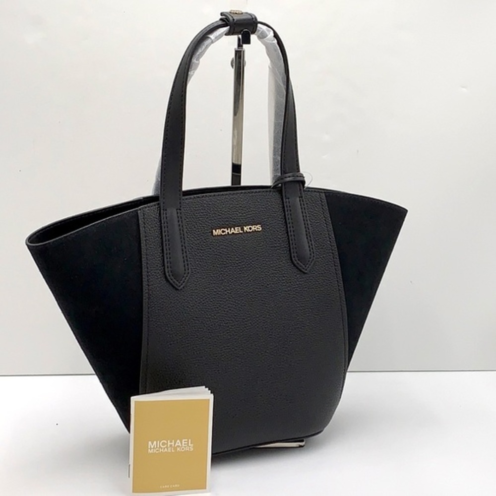 MICHAEL KORS PORTIA SMALL TOTE BLACK COLOR Pebbled leather/ suede - Picture 1 of 16